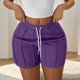 thumbnail image 1 of Karight rendy Pleated Athletic Shorts for Women Summer Stretchy High Waisted Casual Drawstring Workout Shorts with Pockets, 1 of 3