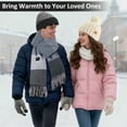 thumbnail image 4 of 3 PCS Winter Heated Scarf Beanie Hat Touchscreen Gloves Set for Men and Women, USB Rechargeable 5000mAh Battery Neck Warmer 3 Temperature Settings (Gray Plaid), 4 of 7