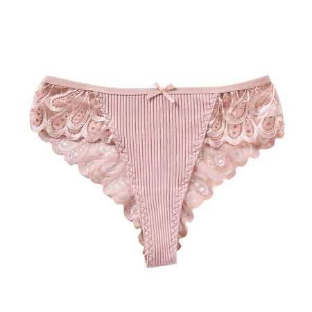 Alitao Thongs for Women Womens Underwear No Show Underwear Stylish Women S Panties Breathable Seamless Lace Lace Plus Size Thong Cheeky Underwear Panties for Women Pink 3XL