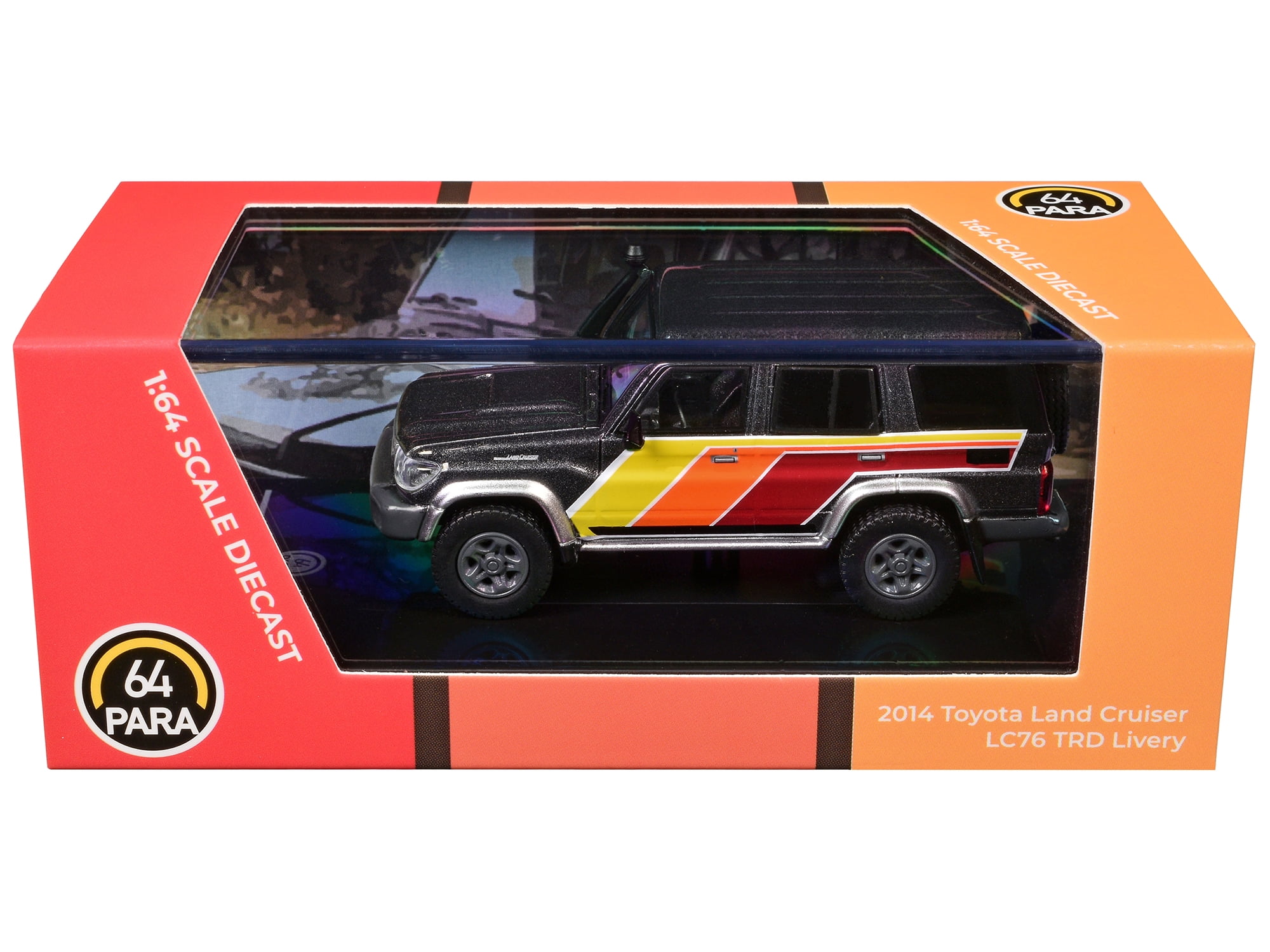 2014 Toyota Land Cruiser LC76 "TRD Livery" Gray Metallic with Stripes 1/64 Diecast Model Car by Paragon