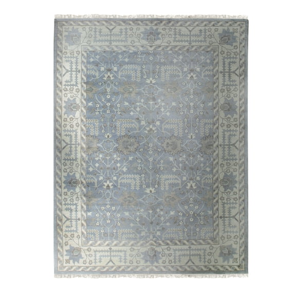 EORC IE479GY9X12 Hand-Knotted Wool Oushak Rug, 9' x 12', Gray Area Rug
