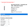 thumbnail image 2 of Rear Shock Absorber - Compatible with 2002 - 2008 Audi A4 Quattro 2003 2004 2005 2006 2007, 2 of 2