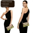 thumbnail image 4 of TSOVTHRID Bohemia Floral Green Print Clutch Purses for Women Formal Evening Bag Leather Wedding Party Clutch Handbags for Prom Cocktail with Detachable Chain, 4 of 7