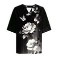 thumbnail image 5 of Xdegoge Short Sleeve Womens Tops Plus Size V Neck T Shirt Floral Printed Summer Tunic Tops Oversized Loose Fit Boho Blouses, 5 of 5
