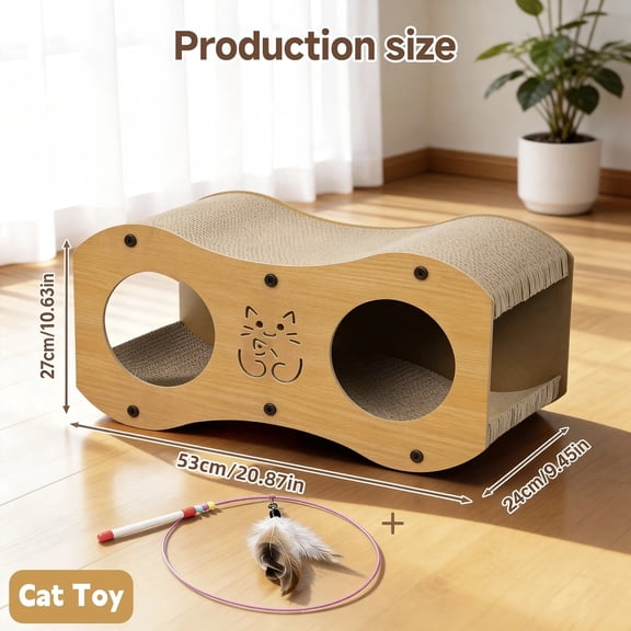 Walnut Cat Scratching Post with Bed, Durable Indoor Cat Scratcher & Lounger Toy