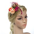 thumbnail image 3 of Vintage Diadema De Plumas Fascinator Wedding Party Ascot Hairband Vino rojo Sunnimix Mujer Headband, 3 of 8