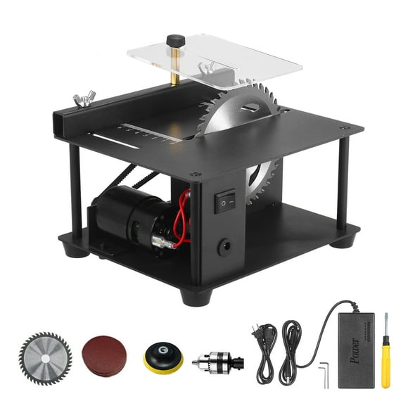 Yeacher Multi-Functional Table Saw Mini Desktop Saw Cutter Electric Cutting Machine with Grinding Wheel Adjustable-Speed 35MM Cutting Depth for Wood Acrylic Cutting
