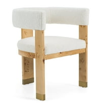 Modrest Letha - Modern Cream Fabric   Burl Dining Chair