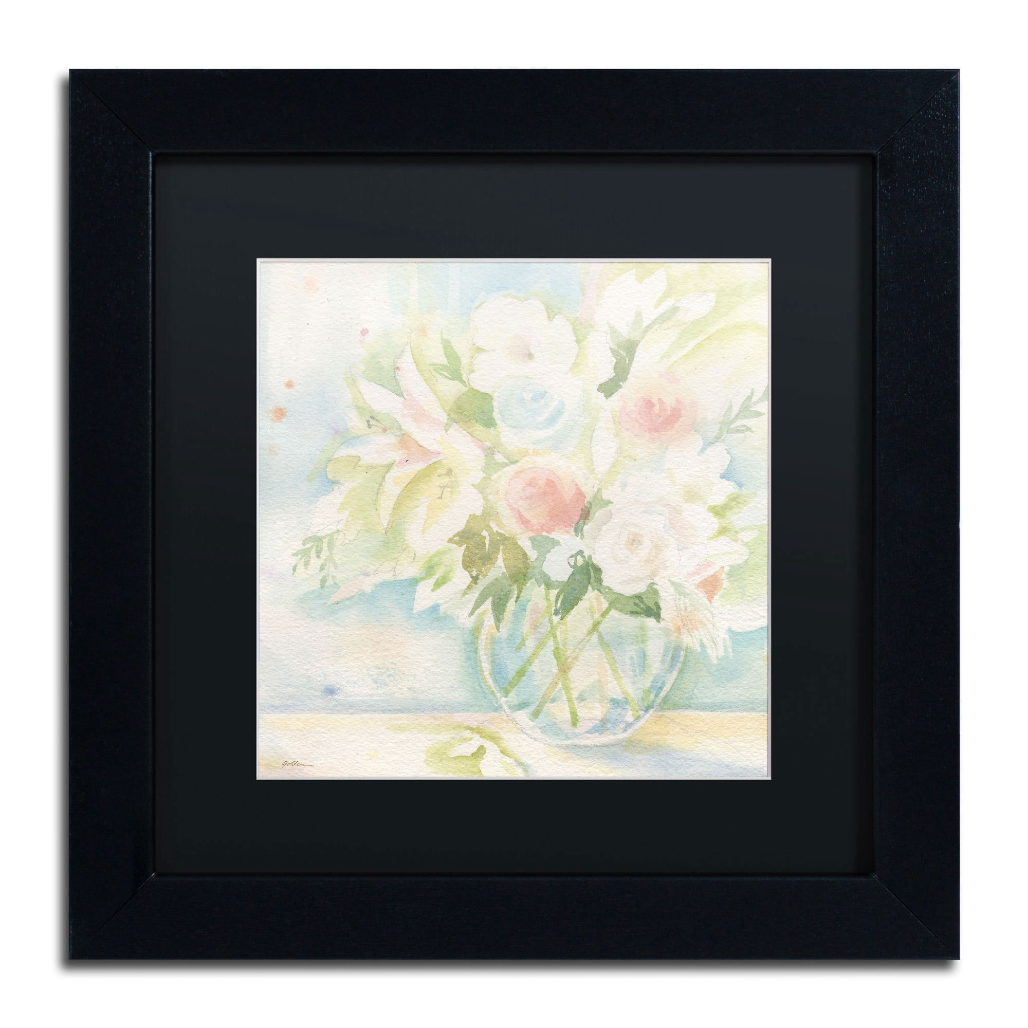 Trademark Fine Art "Early June Bouquet" Canvas Art by Sheila Golden, Black Matte, Black Frame