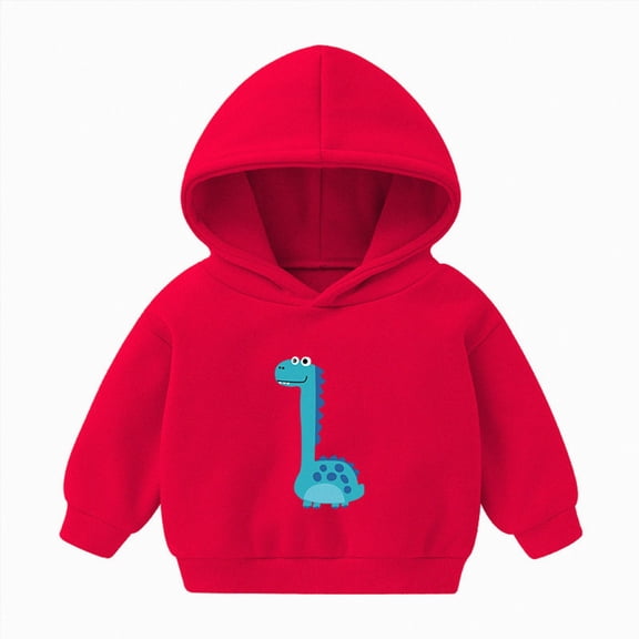 WUANDIXFA Baby Boys Dinosaurs Hoodie 12 18 24 Months 3T 4T 5T 6T Boy Girls Pullover with Pocket Toddler Boy Kids Sweatshirt,Red,5-6 Years