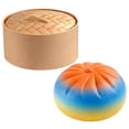 thumbnail image 2 of Juguete colorido con bollo al vapor y blandito con caja – Suave apretón sensorial de TPR, adorable decoración de escritorio Kawaii, juguete antiestrés portátil de 3,35 pulgadas para adultos, 2 of 7
