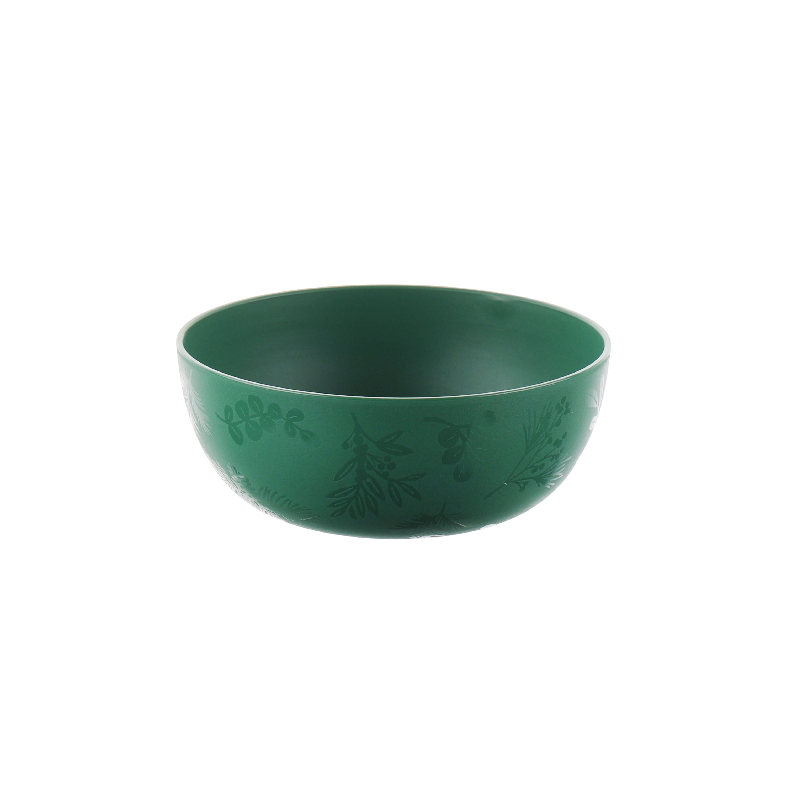 Mainstays 12-Piece Plastic Etched Holly Dinnerware Set, Green