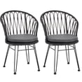 thumbnail image 6 of Christopher Knight Home Industrial Patio Rattan Dining Chairs with Hairpin Iron Legs, Grey, Set of 2, 6 of 19