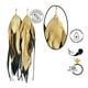 thumbnail image 3 of VANGANIA Aretes largos mujer de plumas Maxi Raven Gold elegantes hechos a mano, 3 of 5