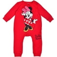 thumbnail image 5 of Disney Girl's 2 Pack Minnie Mouse Footed Coverall Bodysuit Onesie Set, Long Sleeve Bodysuit, Size 9M Red, 5 of 6