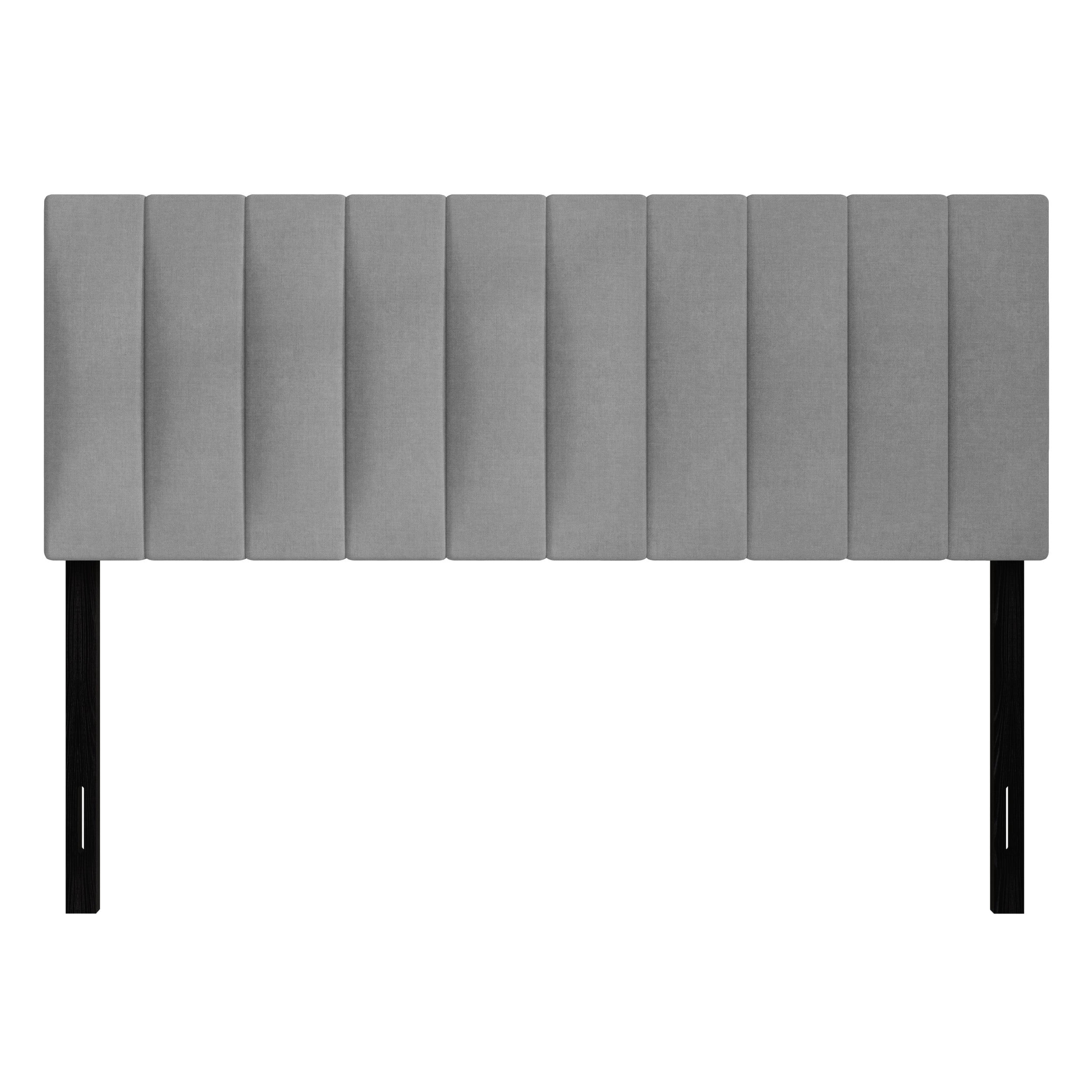 Home Design Dennis Queen Upholstered Headboard with Vertical Channel Design, Adjustable Height, Gray