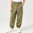 thumbnail image 6 of BLVB Boys Fleece Lined Warm Joggers Pants Elastic Waisted Thermal Winter Water Resistant Hiking Cargo Pants(Army Green,9-10 Years), 6 of 9