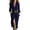 Navy, variant on Women's Western Suede Button Down Dress, Long Sleeve Lapel Maxi Dress with Detachable Belt, A-Line Casual Fall Dress for Holiday and Special Events Brown L