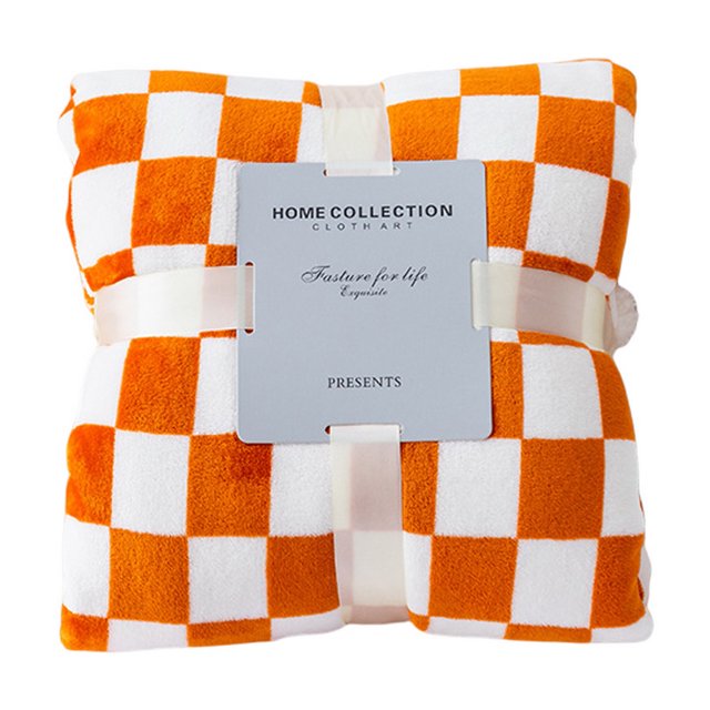 Flmtop Throw Blanket Checkerboard Design Coldproof Polyester Bedroom Bed Winter Warm Flannel Blanket Sleeping Cover for Daily Use