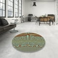 thumbnail image 4 of Ahgly Company Machine Washable Indoor Round Transitional Saddle Brown Area Rugs, 6' Round, 4 of 7