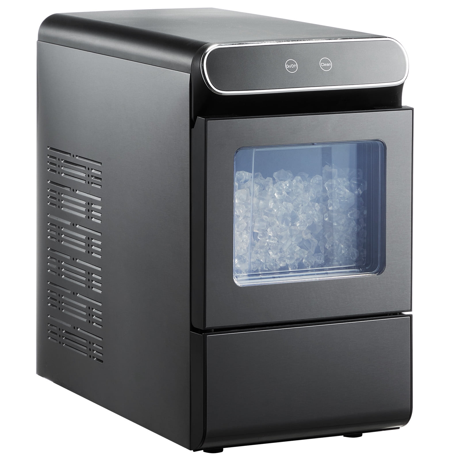 KFFKFF37lbs/24H Countertop Ice Maker Nugget Ice Maker Self-Cleaning Portable Ice Maker with Ice Scoop & Drip Tray