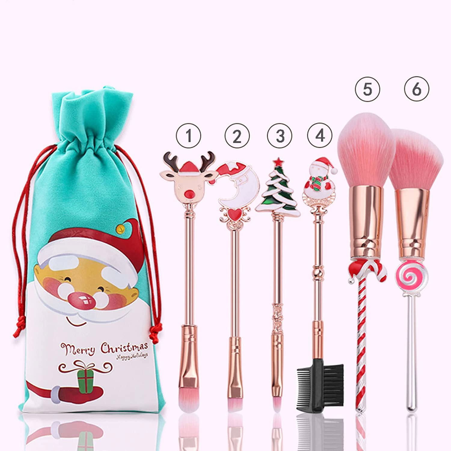 Santa Claus Candy Christmas Tree Elk Bell Makeup Brush - Temu