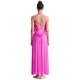 thumbnail image 5 of Haitryli Lyrical Dance Dress for Women Halter Sleeveless Mesh Flowy Tulle Skirt Maxi Long Dress Hot Pink M, 5 of 6