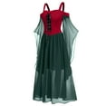 thumbnail image 3 of yoeyez Women's Gothic Witch Dress Cold Shoulder Butterfly Sleeve Irregular Dress Wedding Guest Medieval Vampire Costume Plus Size Cosplay Party Dress Red,XL, 3 of 5