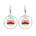 thumbnail image 1 of Chinese Red Educational Publicity Victory Earrings Dangle Hoop Jewelry Drop Circle, 1 of 3