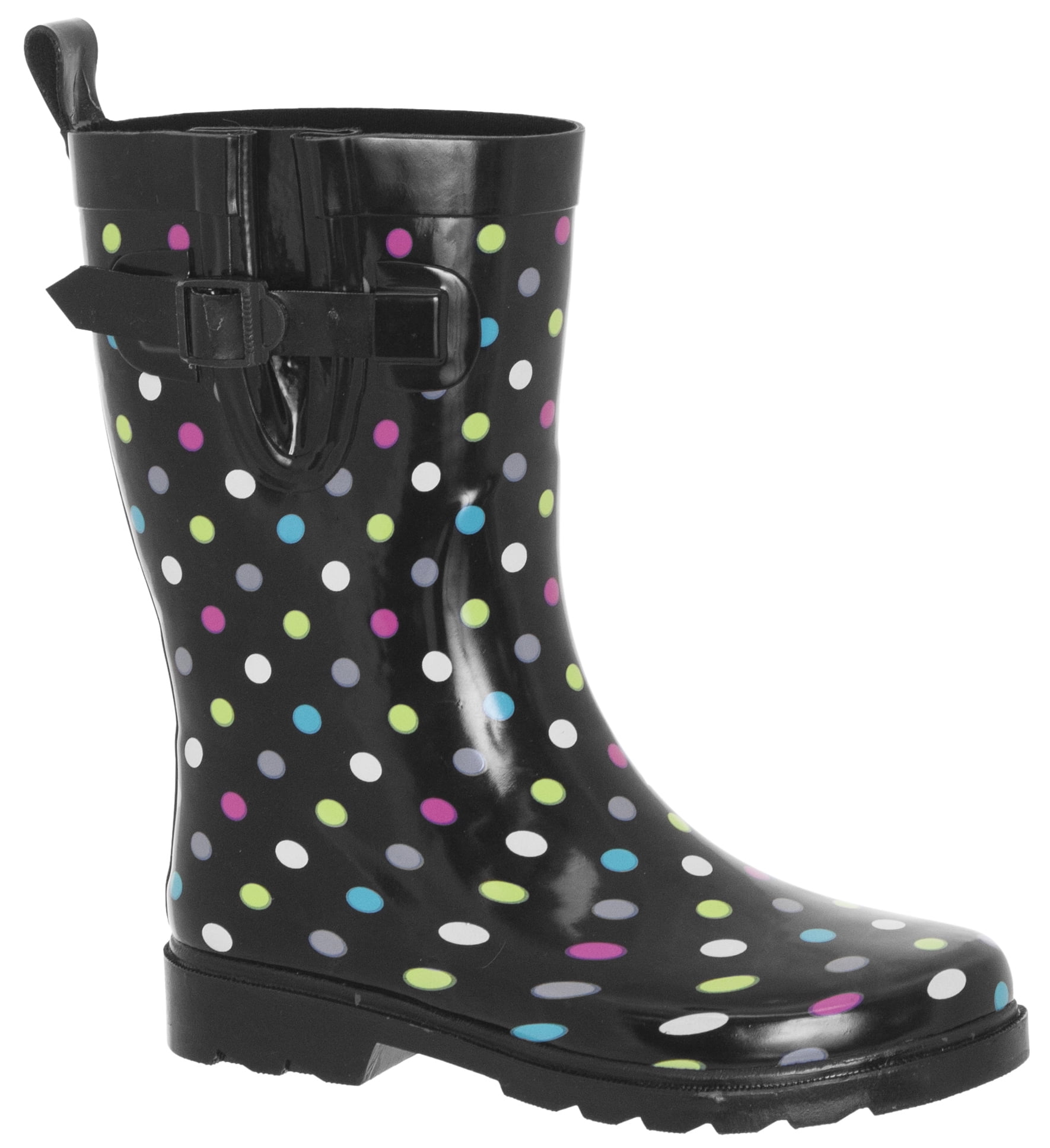 Sporty Rubber Mid Calf Women Rain Boot 