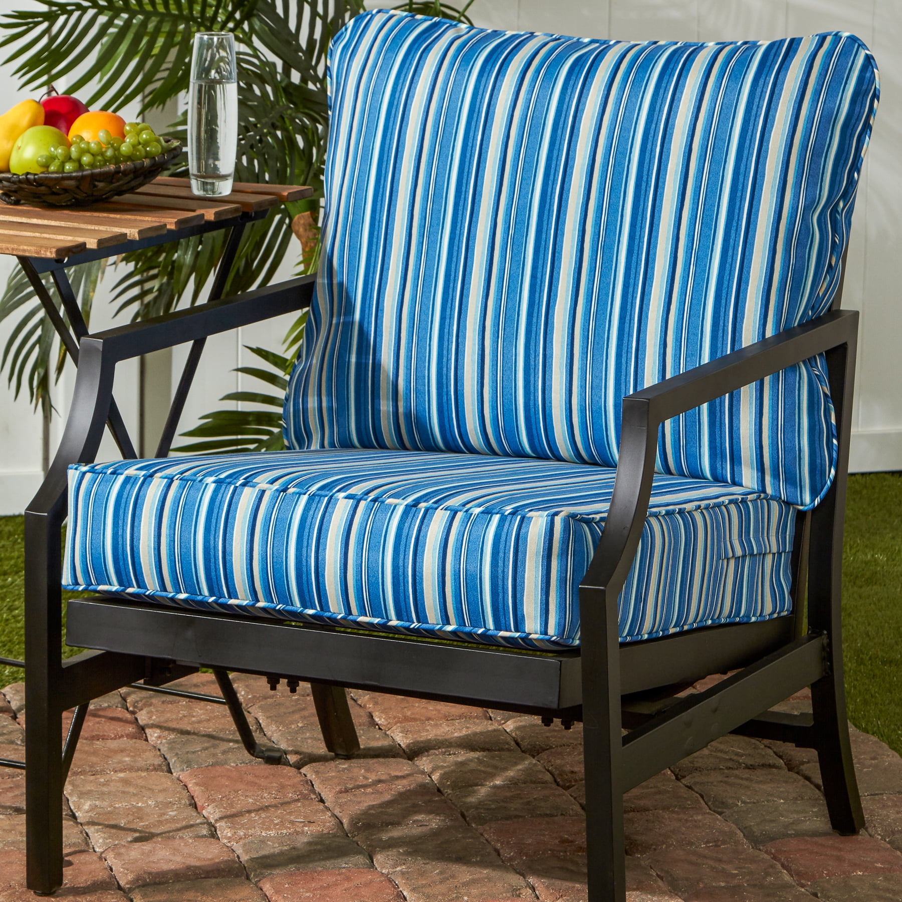 Sapphire Stripe Outdoor 2-pc Deep Seat Cushion Set - Walmart.com