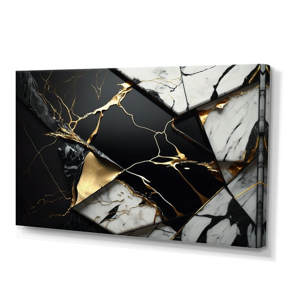 Designart Abstract Geode Gold IV Canvas Wall Art