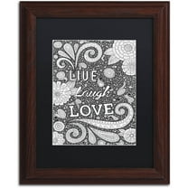 Trademark Fine Art "Live Laugh Love Black" Canvas Art by Hello Angel, Black Matte, Wood Frame