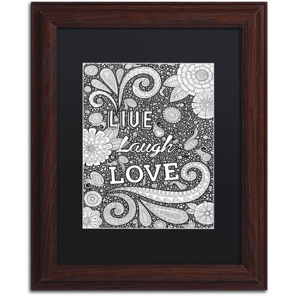 Trademark Fine Art "Live Laugh Love Black" Canvas Art by Hello Angel, Black Matte, Wood Frame