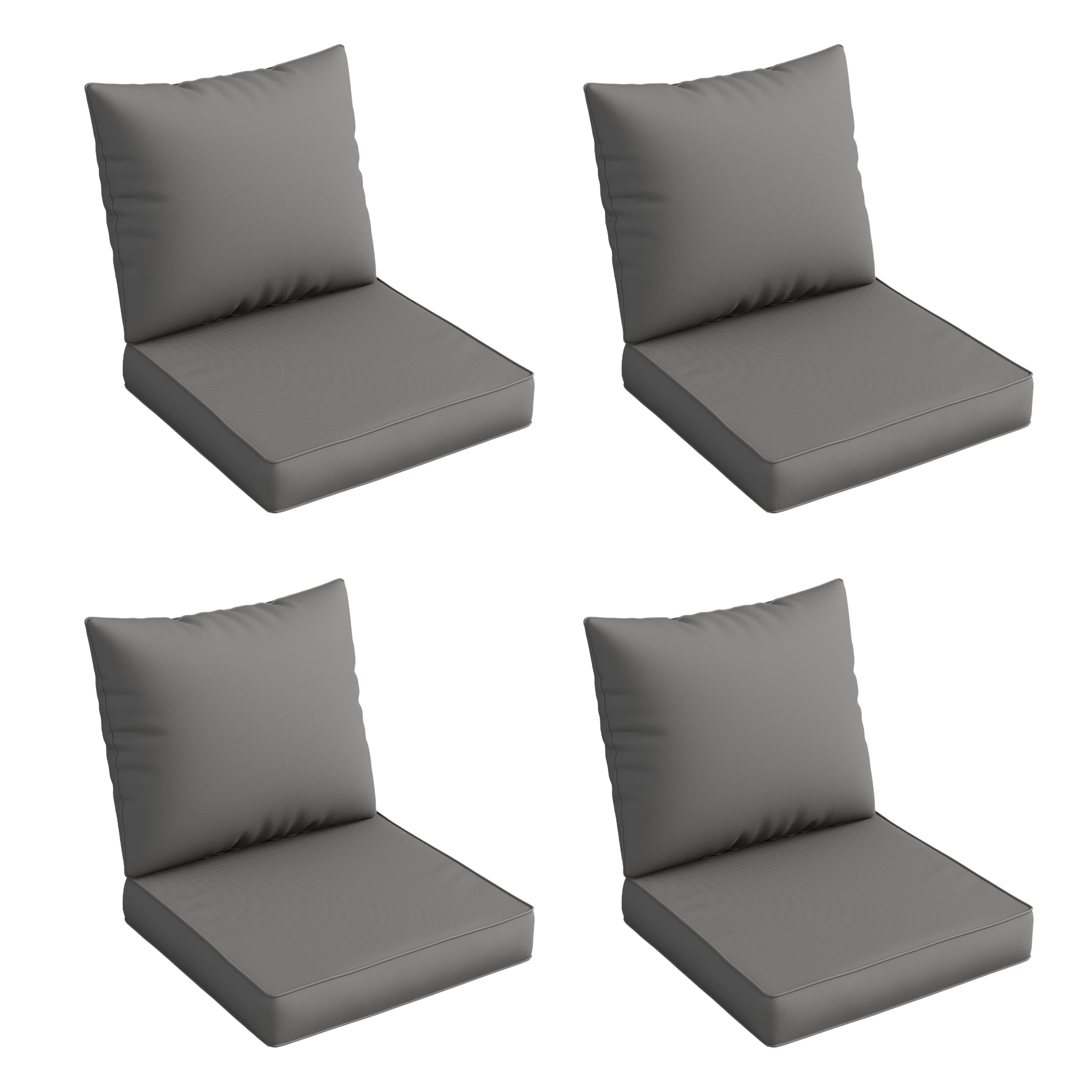 MRUAKA Outdoor Cushions for Patio Furniture, 4'' Replacement Cushions, Set of 4 Water-Resistant Outdoor Sectional Cushions for Sofa Couch Chair (Grey)