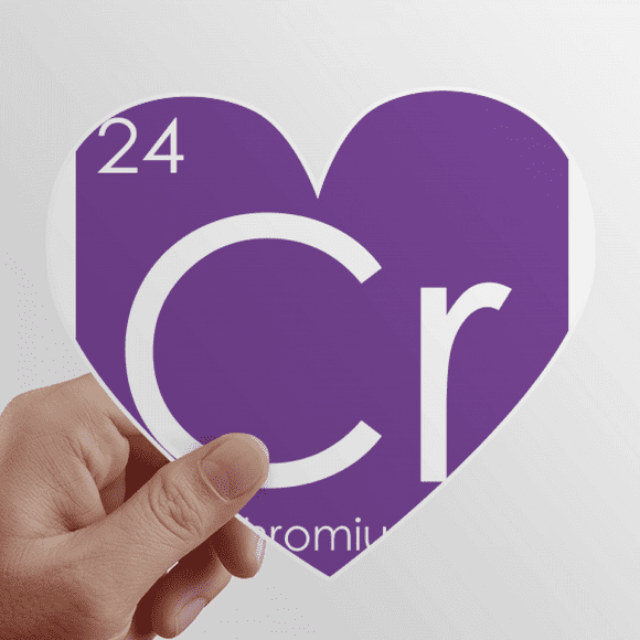 Chestry Elements Period Table Transition Metals Chroum Cr Heart Vinyl Sticker Bicycle Bottle Decal