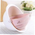 thumbnail image 2 of Cesta de lavado y escurridor portátil, juego de cesta coladora de alimentos multifuncional para cocina con cuenco de cesta desmontable de doble capa, ahorro de espacio, color rosa, 2 of 4