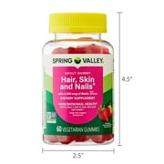 (4 pack) Spring Valley Organic Biotin Vegetarian Gummies, Strawberry Flavor, 2500mcg, 60 Count
