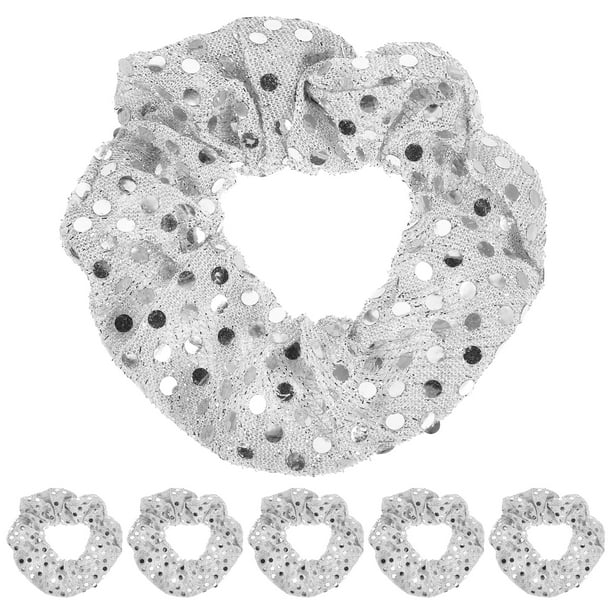 5 piezas lindas bandas navideñas para el cabello Lentejuelas Cuerda para el cabello Lazos para el cabello Accesorios para el cabello para mujeres Niñas (Plata)