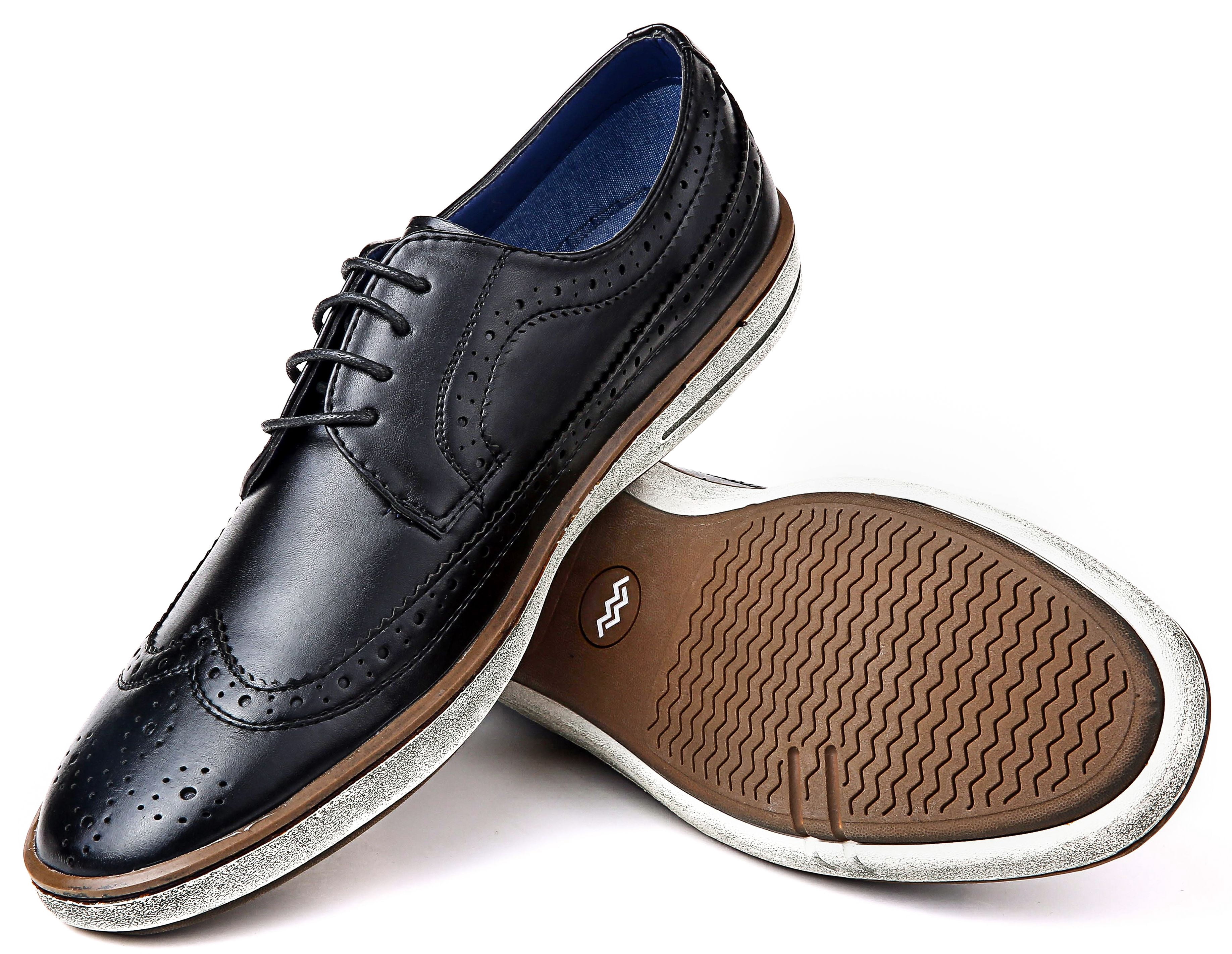 Mio Marino Round Toe Casual Brogue Design Dress Shoes for Men