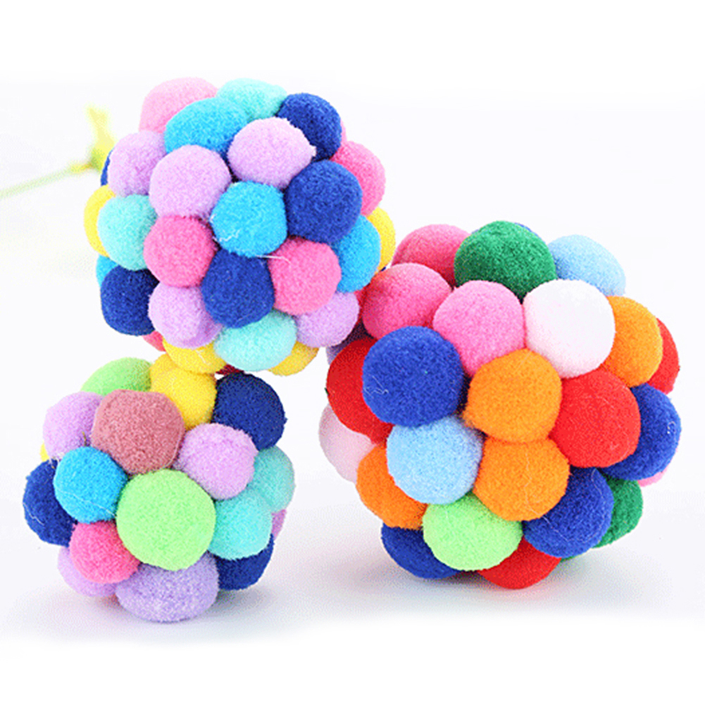 SPRING PARK Pet Supplies Handmade Bells Ball Funny Cat Toy Colorful Cat Molar Micro Bouncy Balls - image 4 of 7