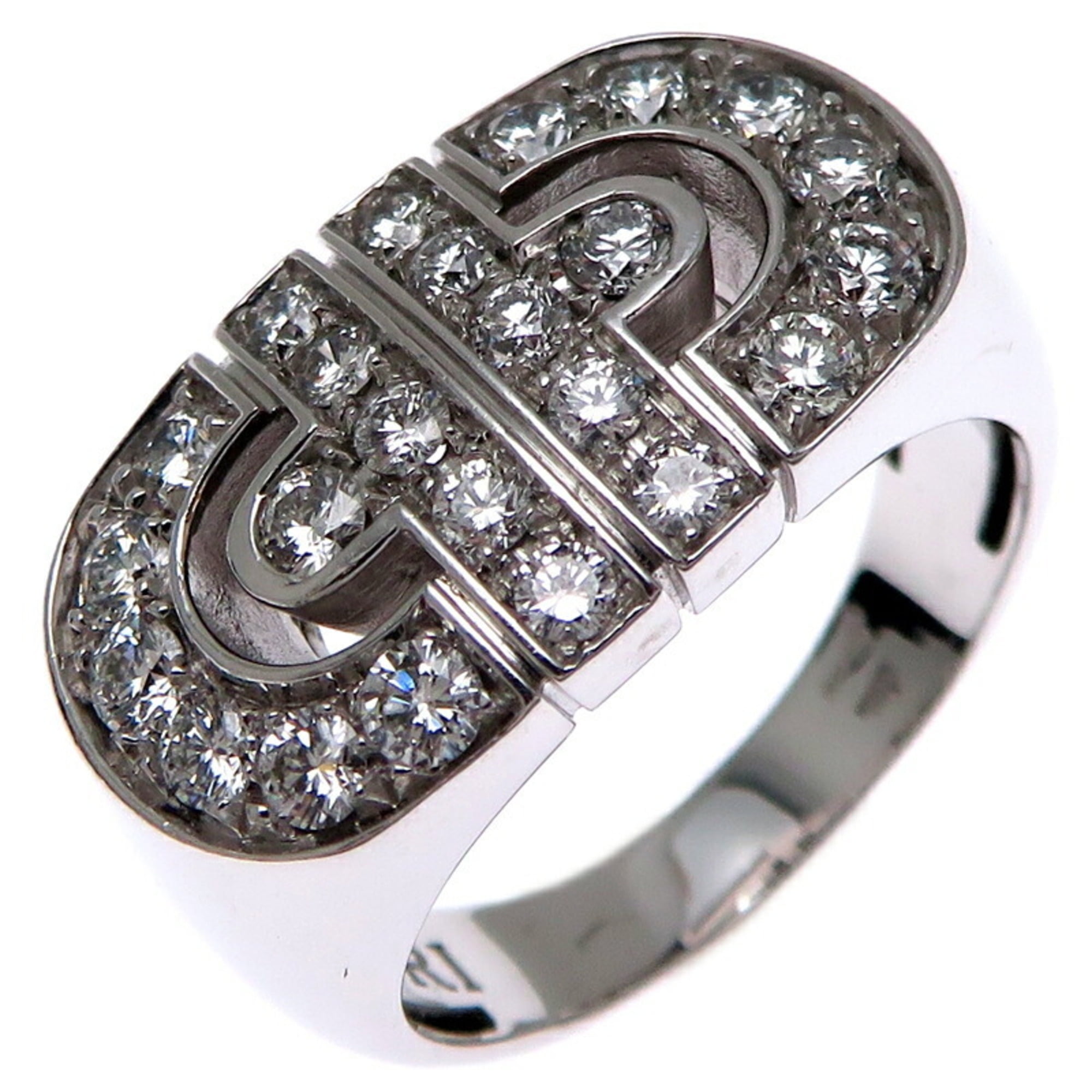 Pre-Owned Bvlgari Parentesi Diamond Women's Ring, 750 White Gold, Size 9.5 (Good)