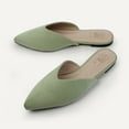 thumbnail image 4 of Hawkwell Women's Backless Slip on Slides Loafer Shoes Flats Comfortable Pointed Toe Mules，Green Suede PU 8 M US, 4 of 5