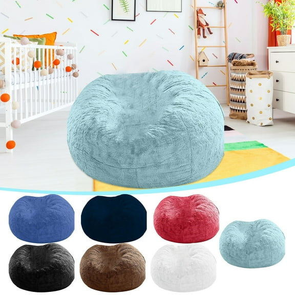 7 Feet Bean Bag Chair - BeanBag Chairs for Adults, Living Room Furniture Sofa with Soft Velvet Cover, Round Fluffy Couch for Bedroom College Dorm