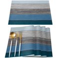thumbnail image 1 of Placemats Set of 6, Retro Rustic Barn Wood Texture Polyester Stain Resistant Table Mats Washable Placemat Decoration for Kitchen Dining Table Ombre Blue Gray Ocean Hues, 1 of 6