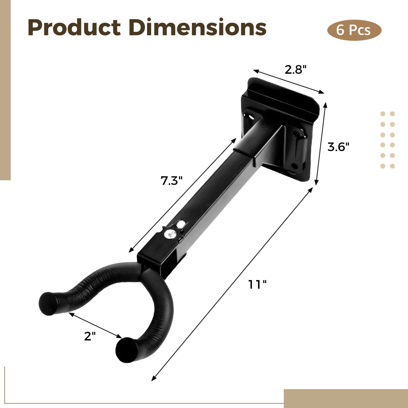 6 Pcs Guitar Hangers, Heavy-Duty Rotatable Slatwall Hooks, Long-Lasting Metal Mount for Acoustic Electric Bass Ukuleles, Space-Saving Instrument Display Rack