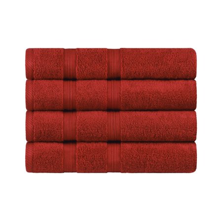 BNM Smart Dry Premium 4 Piece Cotton Bath Towel Set, Crimson