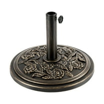 18 Inch Cast Stone Patio Umbrella Base, Bronze Powder Coated Finish