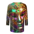 thumbnail image 5 of QATAINLAV Todays Sales Women's Mardi Gras Outfits Fashion Casual Round Neck 3/4 Sleeve Loose T-Shirt 2025 Carnival Party Trendy Graphic Tees Multicolor L, 5 of 6