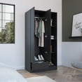 thumbnail image 5 of Miekor Furniture Armoire 71H" with 1-Drawer and 4-Tier Open Shelves, 2 Doors, Black B5A7687, 5 of 6